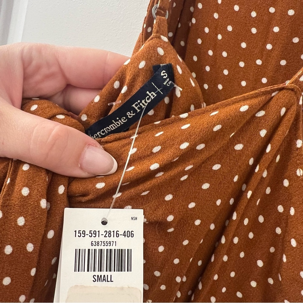 Abercrombie & Fitch Brown Polka Dot Wide-Leg Jumpsuit - Picture 10 of 10